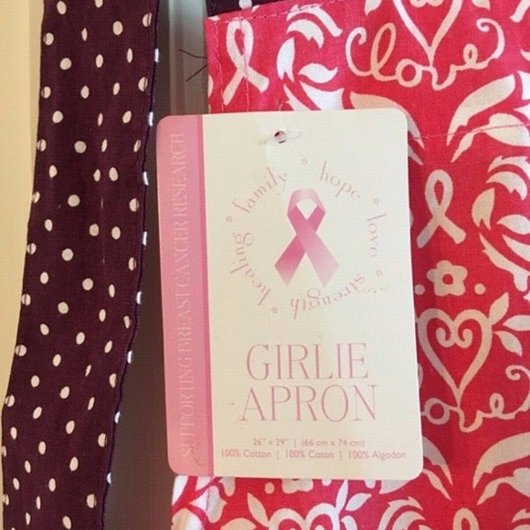 NEW Breast Cancer Awareness Full Apron KayDee Designs Pink Cotton Washable - Picture 3 of 6